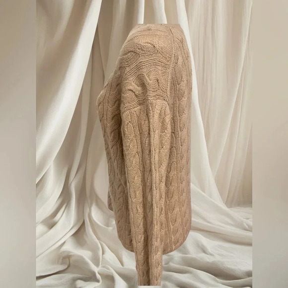๐ Vince Twisted Cable Wool & Cashmere-Blend Sweater Brown Small - Picture 4 of 6